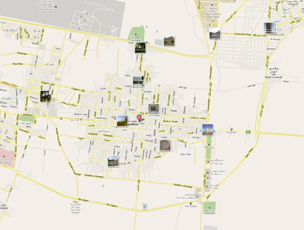نقشه شهرستان نجف آباد